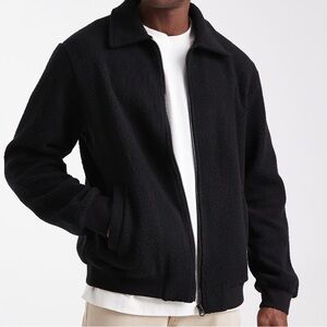 ASOS Jack & Jones fleece jacket with zip in black